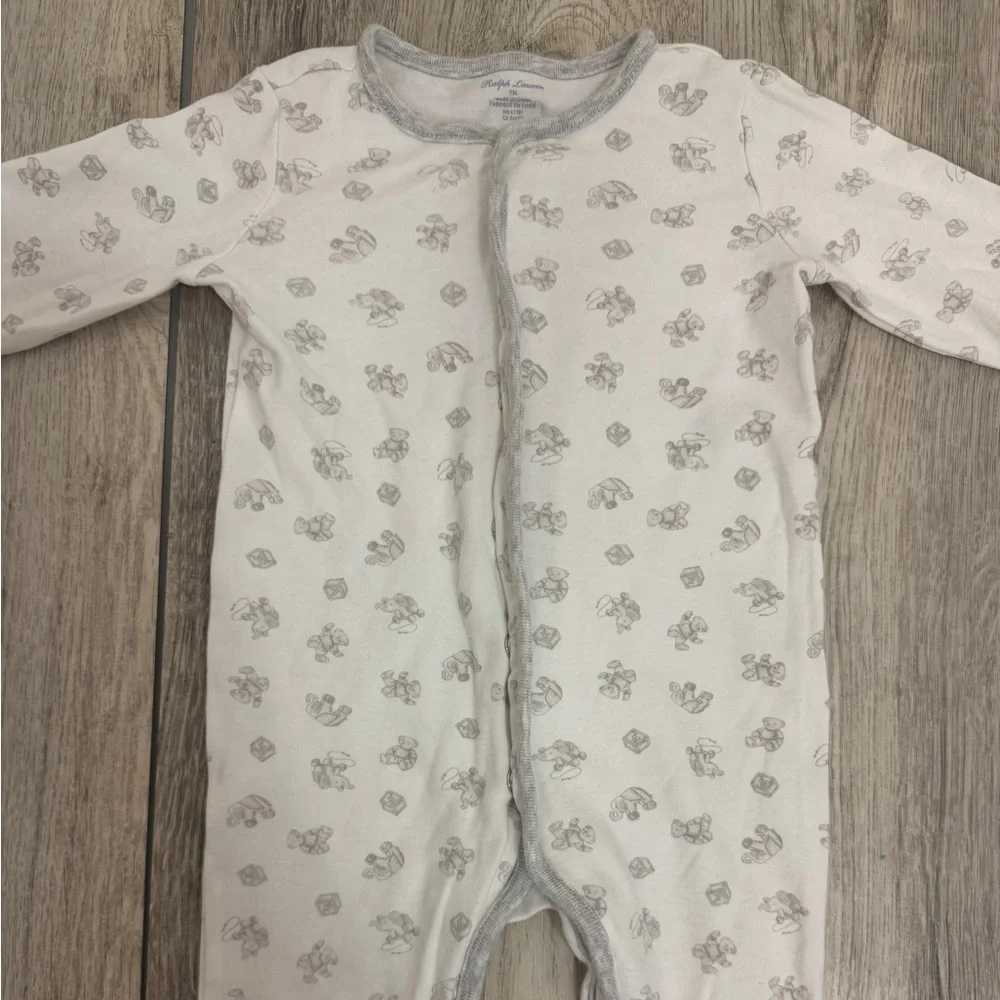 Ralph Lauren White and Gray bear Footies
